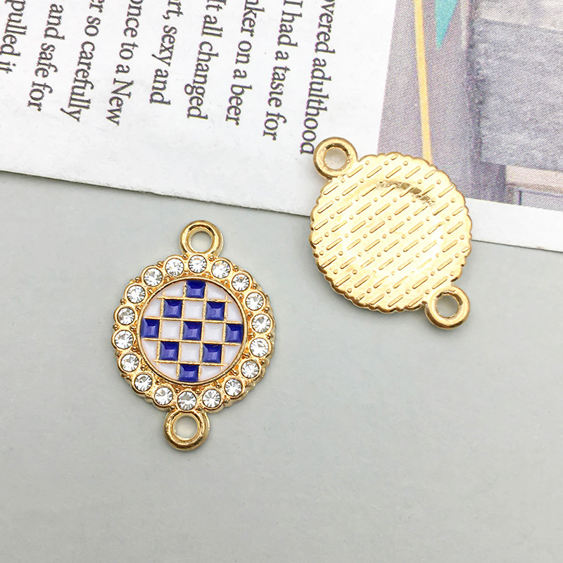 3:1 PCs kc gold double hole drill round pendant 21*14mm-1.4g-16540