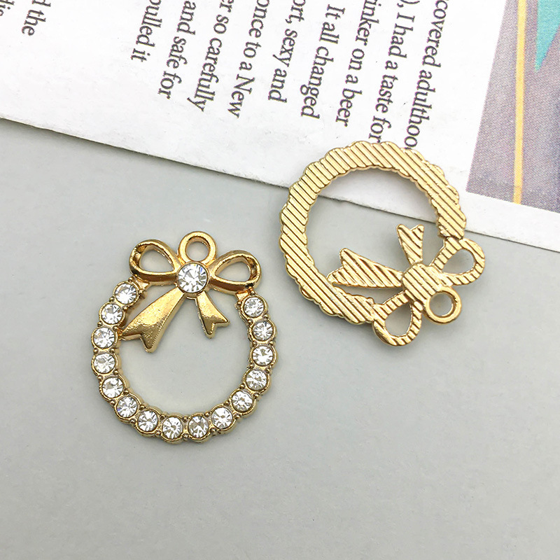 9:1 PCs kc gold single hole diamond garland pendant 17*20mm-1.5g-16546