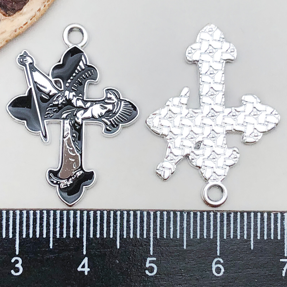 6:1 black oil dripping halloween cross 28*20mm-1.5g-19387