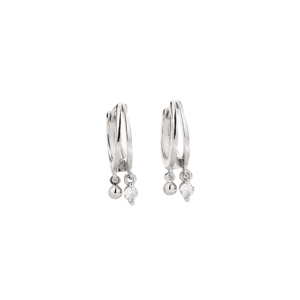 1:Zircon ball earrings (white gold)