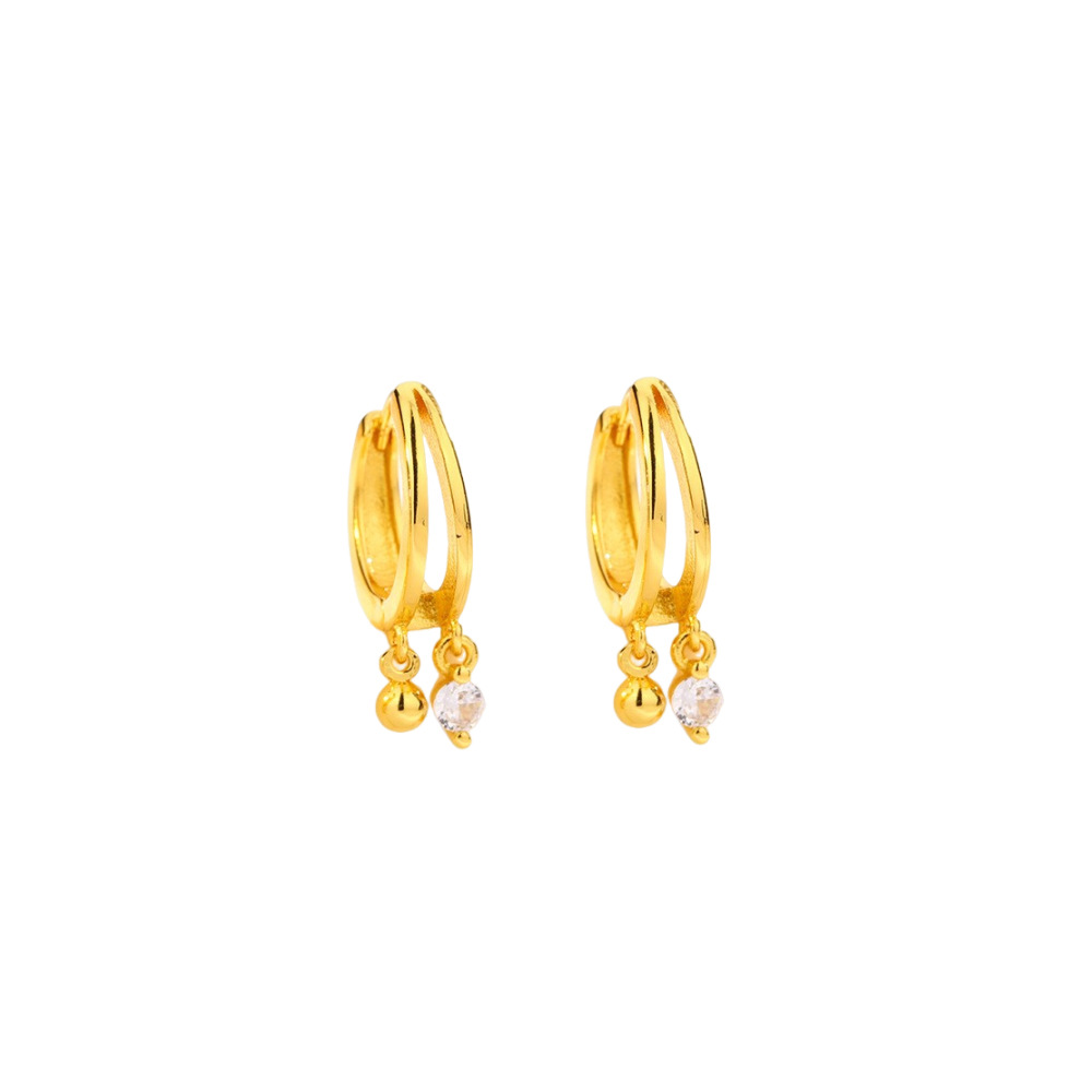 2:Zircon ball earrings (gold color)