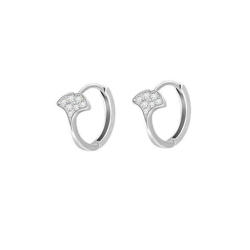 1:Ginkgo zircon earrings (white gold)