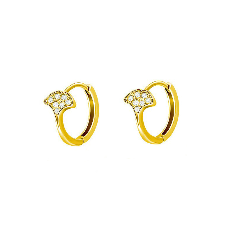 2:Ginkgo zircon earrings (gold color)