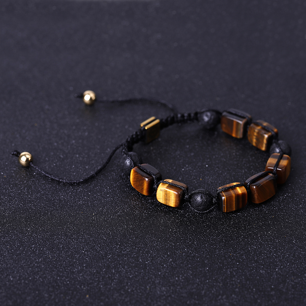 SL336A04 Tiger Eye Stone monochrome braided bracel