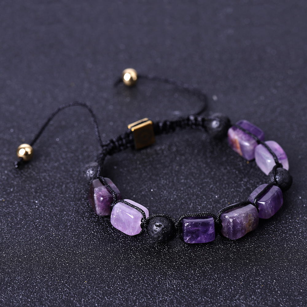 SL336A07 amethyst monochrome woven bracelet