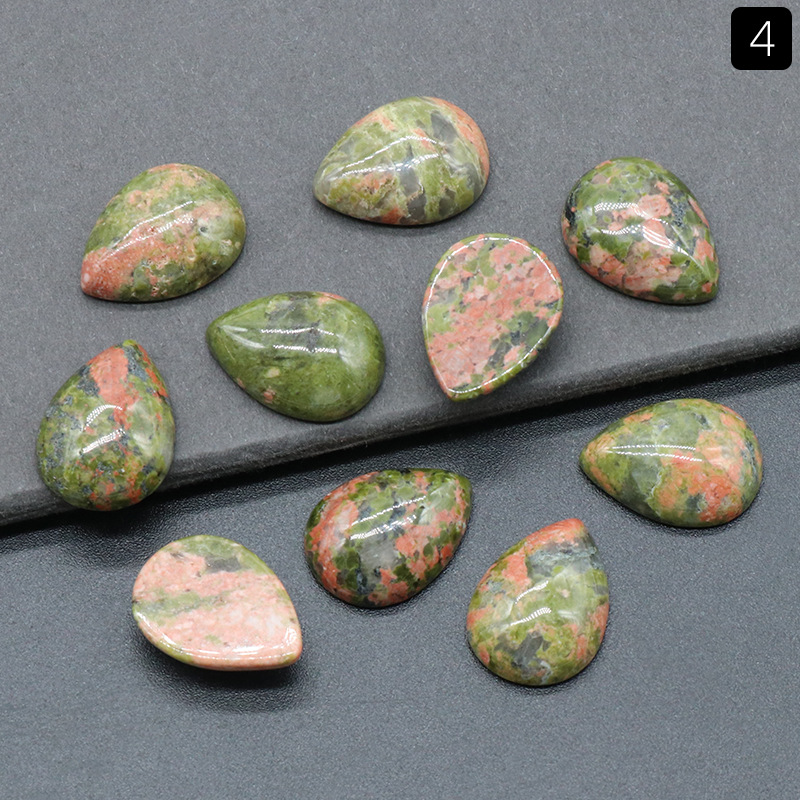 4:15x 20mm floral green stone (single)