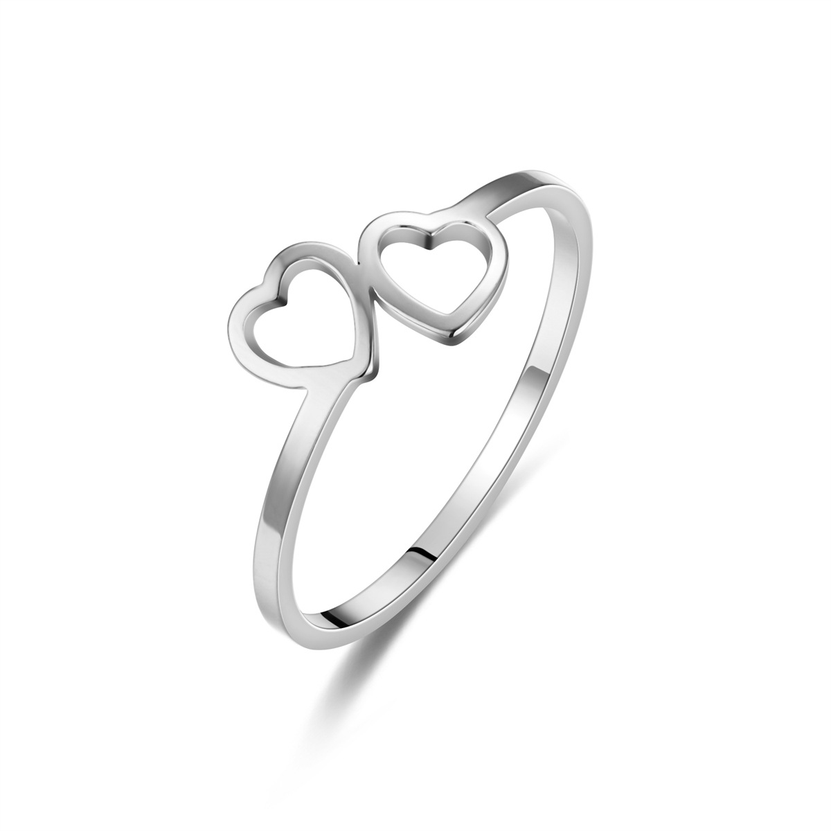 1:XG605 cut heart connected ring steel color