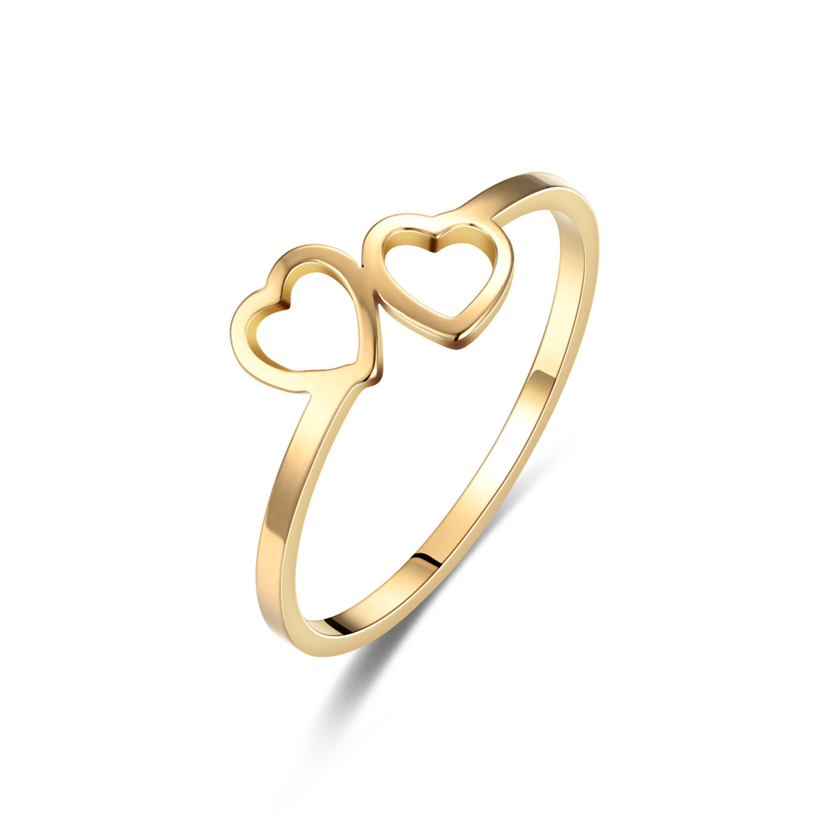 2:XG605 Cut Heart Connected Ring Gold