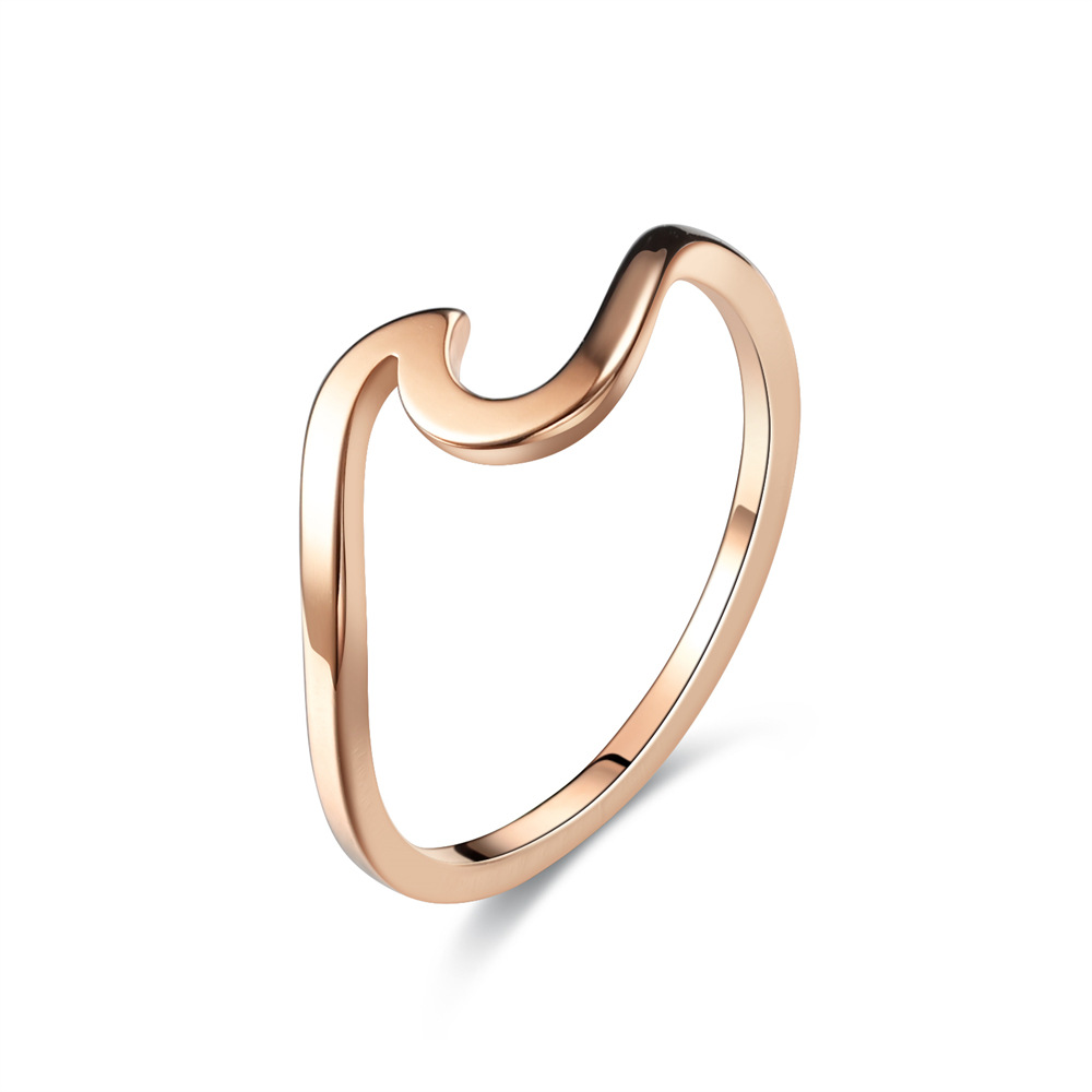 XG527 wave light water light ring-rose gold US Siz