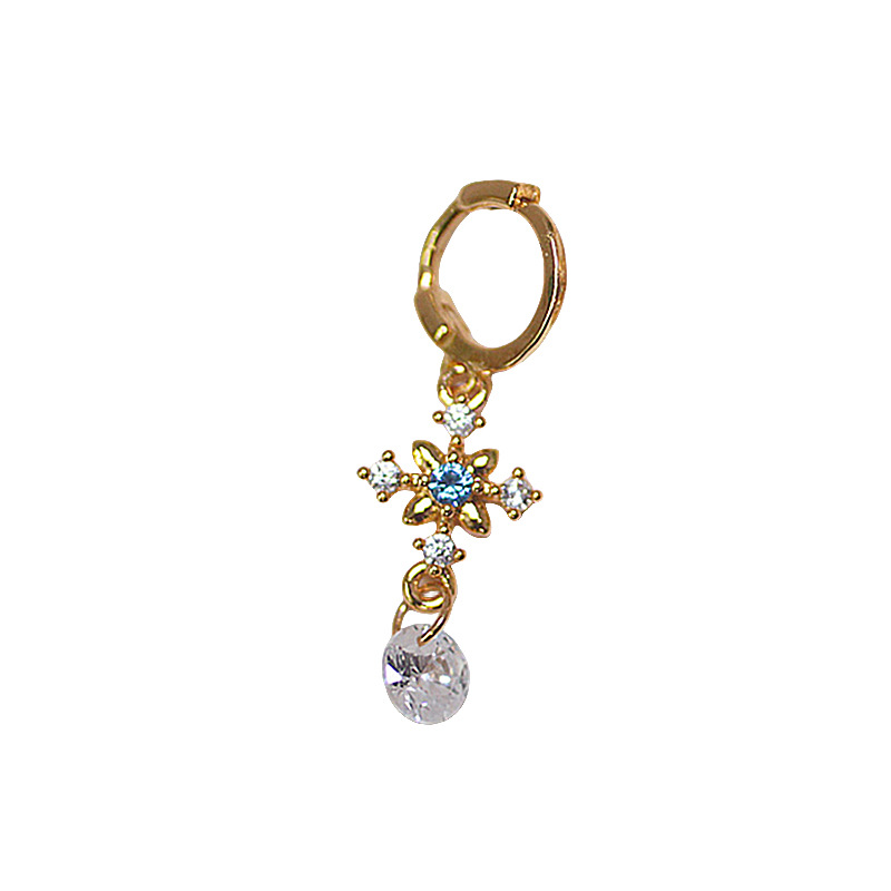 2:A Golden Blue Diamond Cross ear buckle