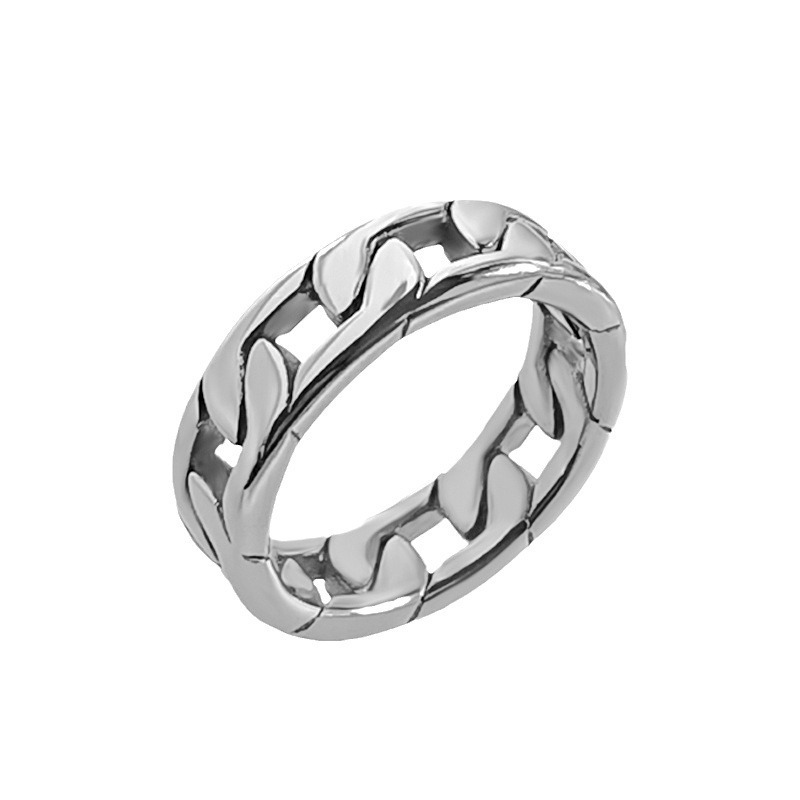 Titanium steel cast chain ring steel color US Size