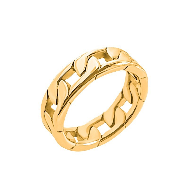 Titanium steel cast chain ring gold US Size #7