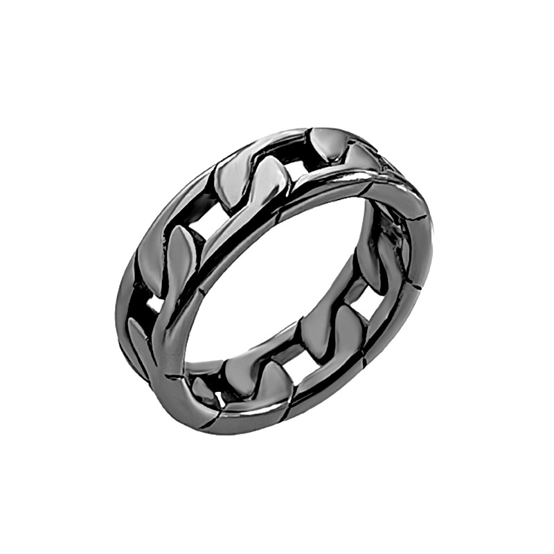 Titanium steel cast chain ring black US Size #8