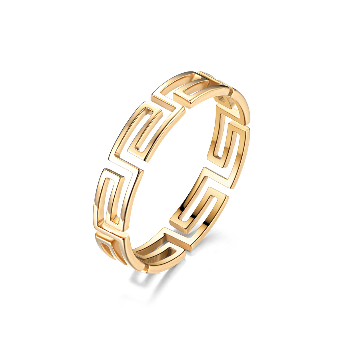 2:XG613 Cut Great Wall Pattern Ring Gold