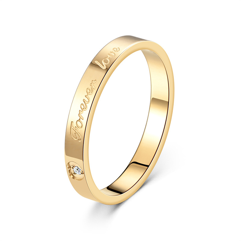 Titanium steel gold forever love diamond ring US S