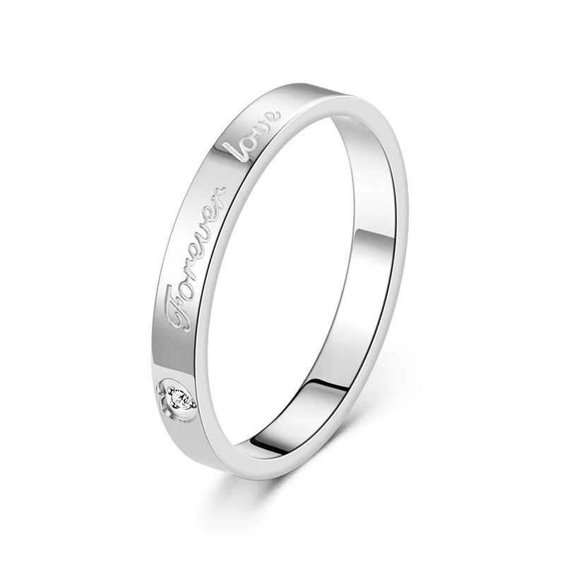 Titanium steel color forever love diamond ring US