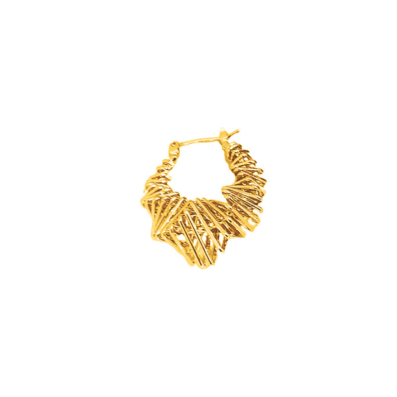 2:A gold irregular triangular fold circle ear buckle