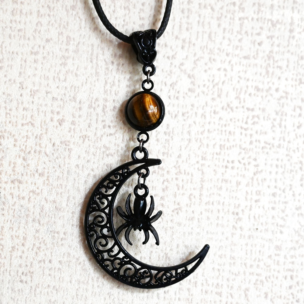 6:Dark tiger eye Stone Moon spider web