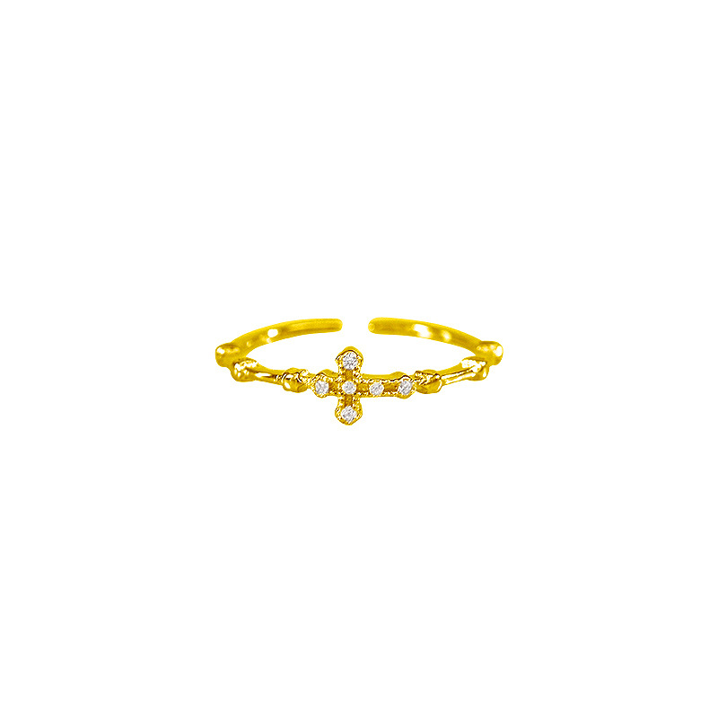 2:Cross zircon ring (yellow gold)