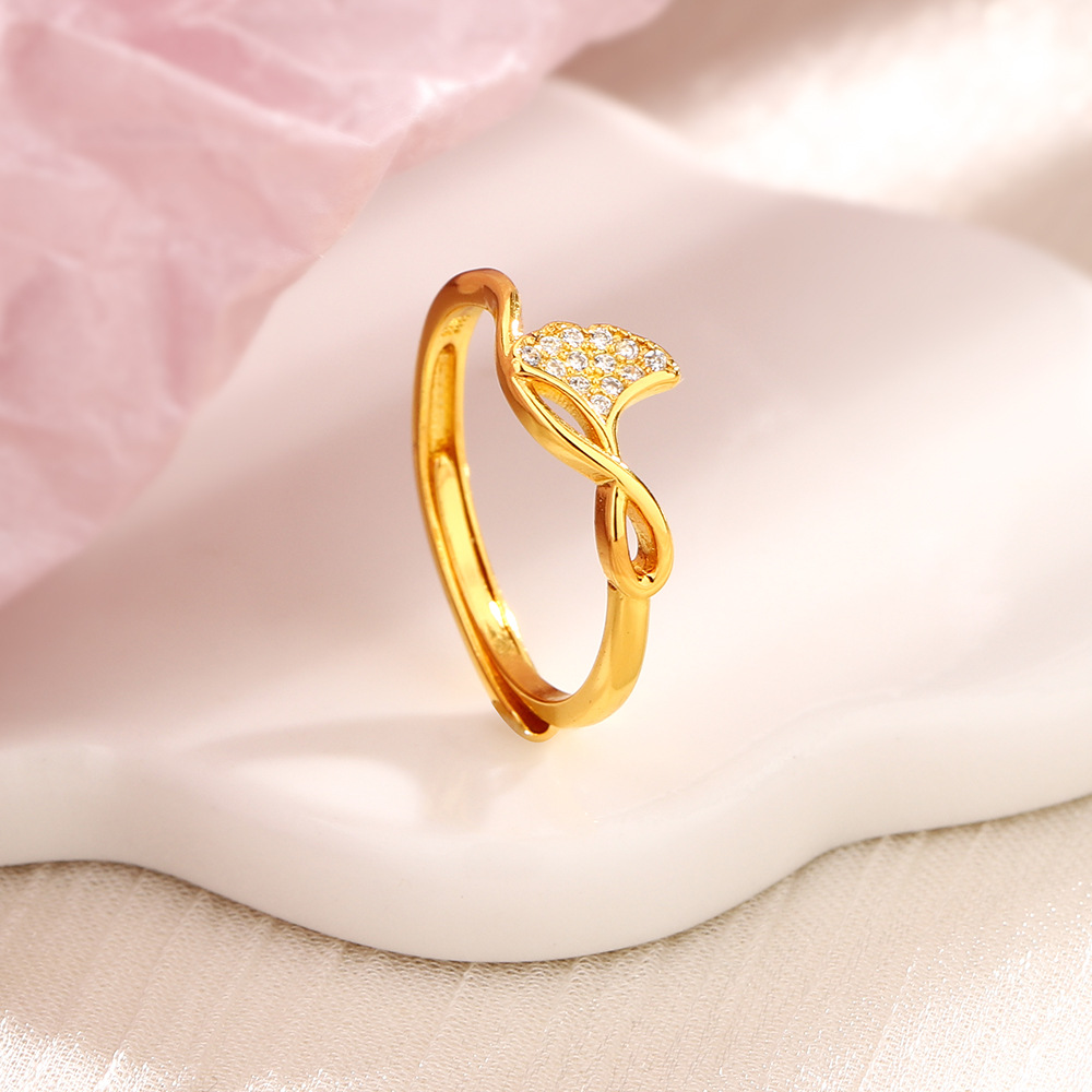 2:Gold Ginkgo Zircon Ring