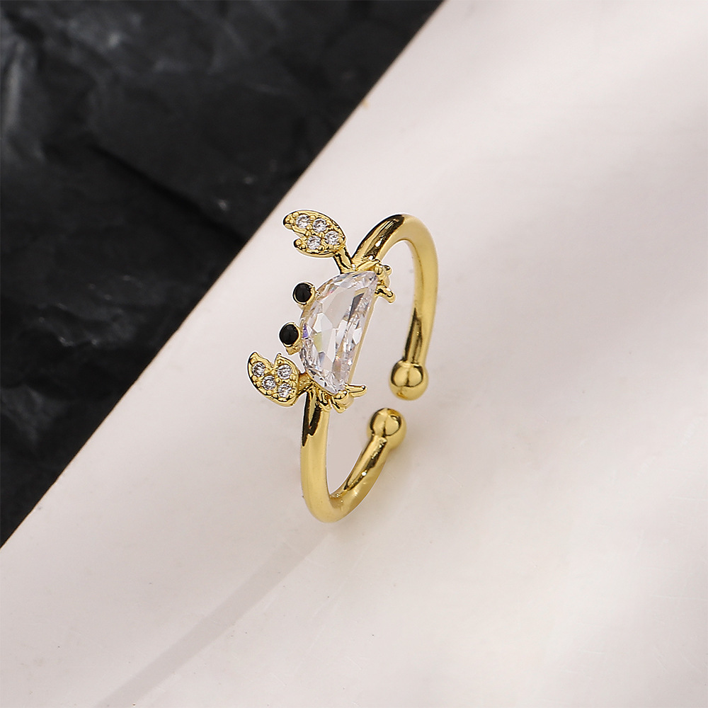 2:Golden zircon crab ring