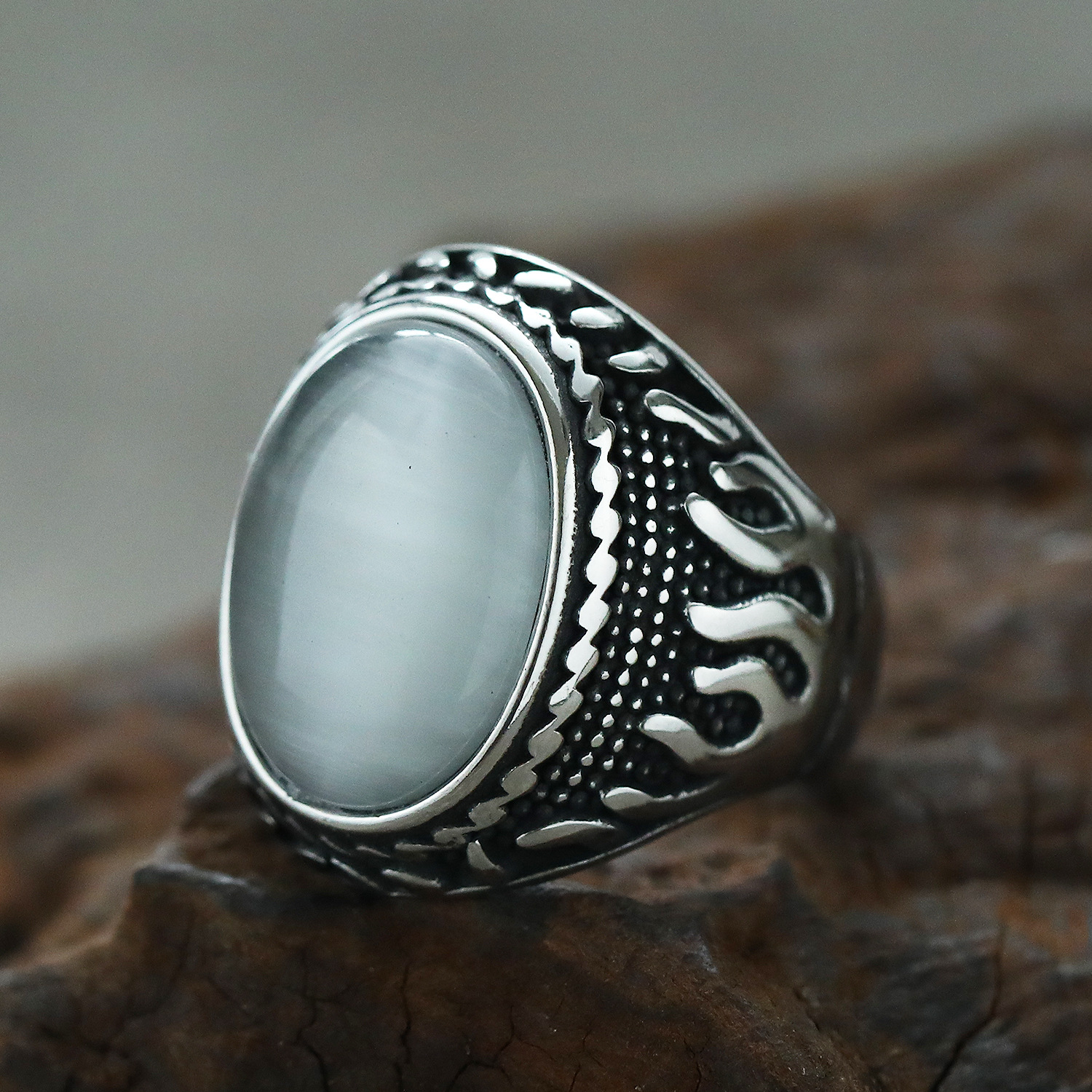 Steel white cat's eye US Size #7