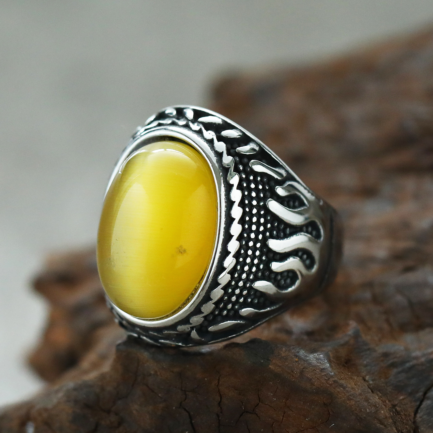 Steel yellow cat's eye US Size #7