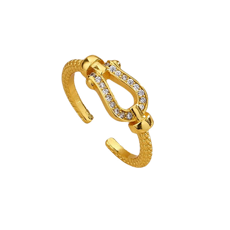 2:Gold horseshoe buckle zircon ring