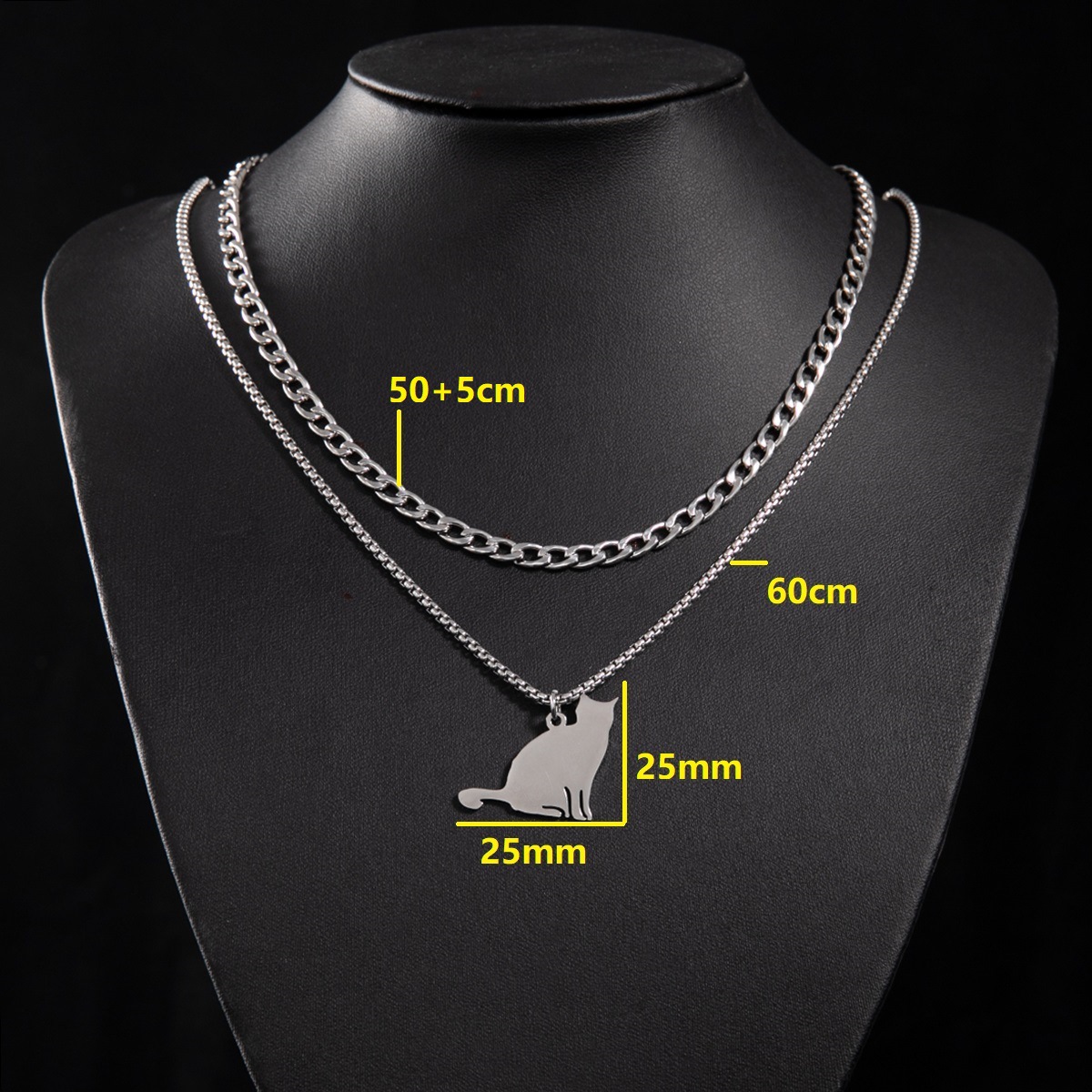 2:Cuban chain (50 and 5cm) and box chain 60cm