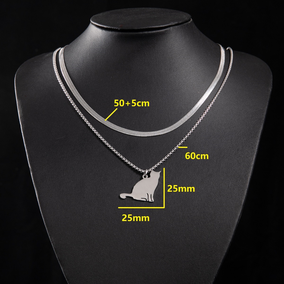 4:Snake bone chain (50 and 5cm) and box chain 60cm