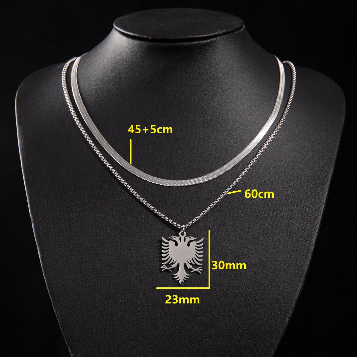 3:Snake bone chain (45 and 5cm) and box chain 60cm