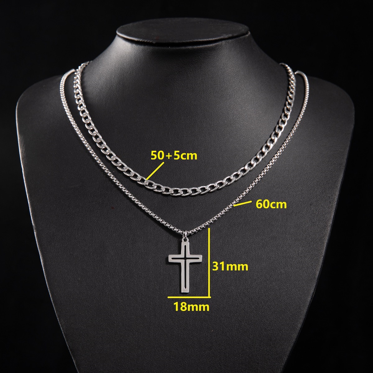 2:Cuban chain (50 and 5cm) and box chain 60cm