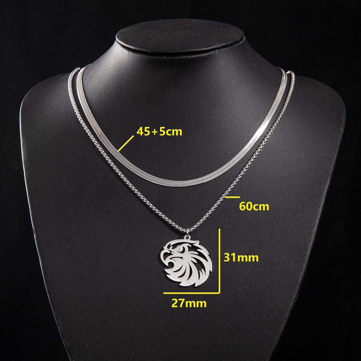 3:Snake bone chain (45 and 5cm) and box chain 60cm