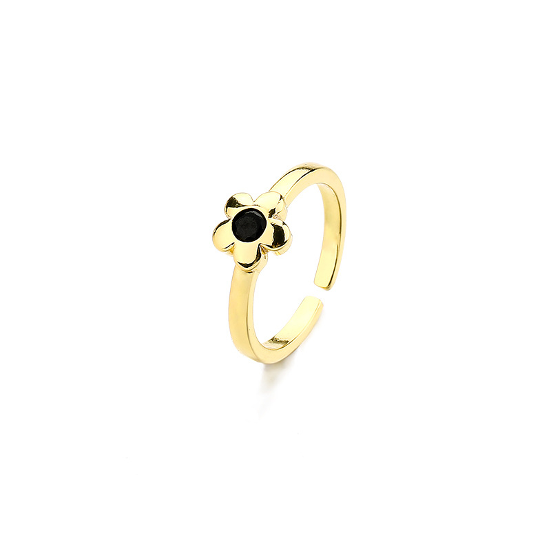 2:Black Flower Ring (Gold)