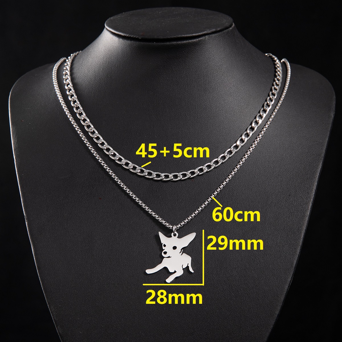 1:Cuban chain (45 and 5cm) and box chain 60cm