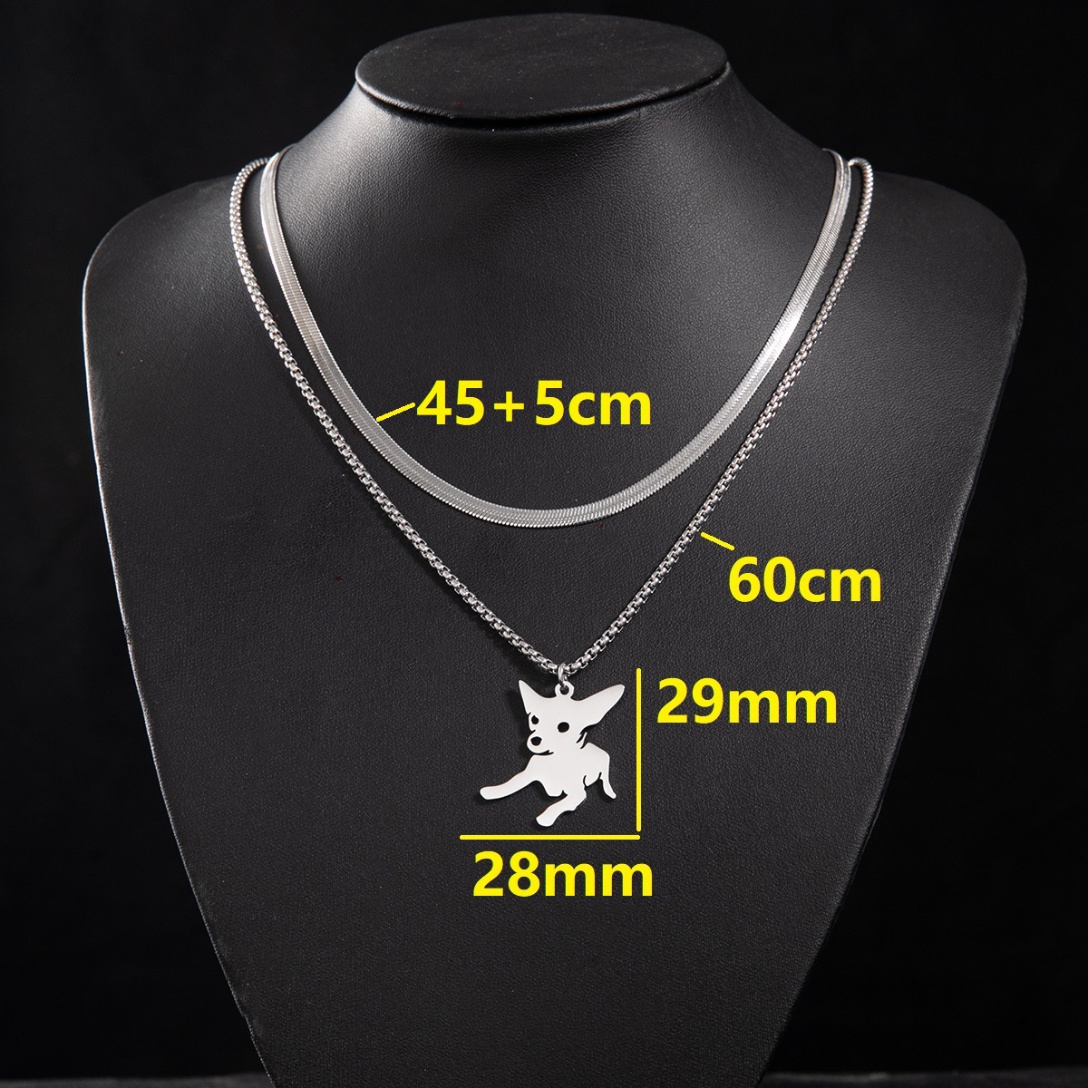 3:Snake bone chain (45 and 5cm) and box chain 60cm