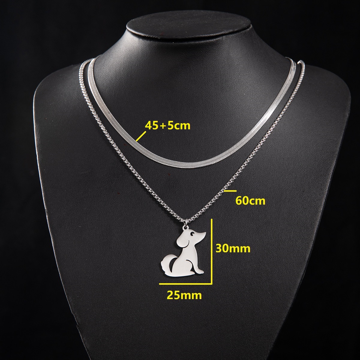 3:Snake bone chain (45 and 5cm) and  box chain 60cm