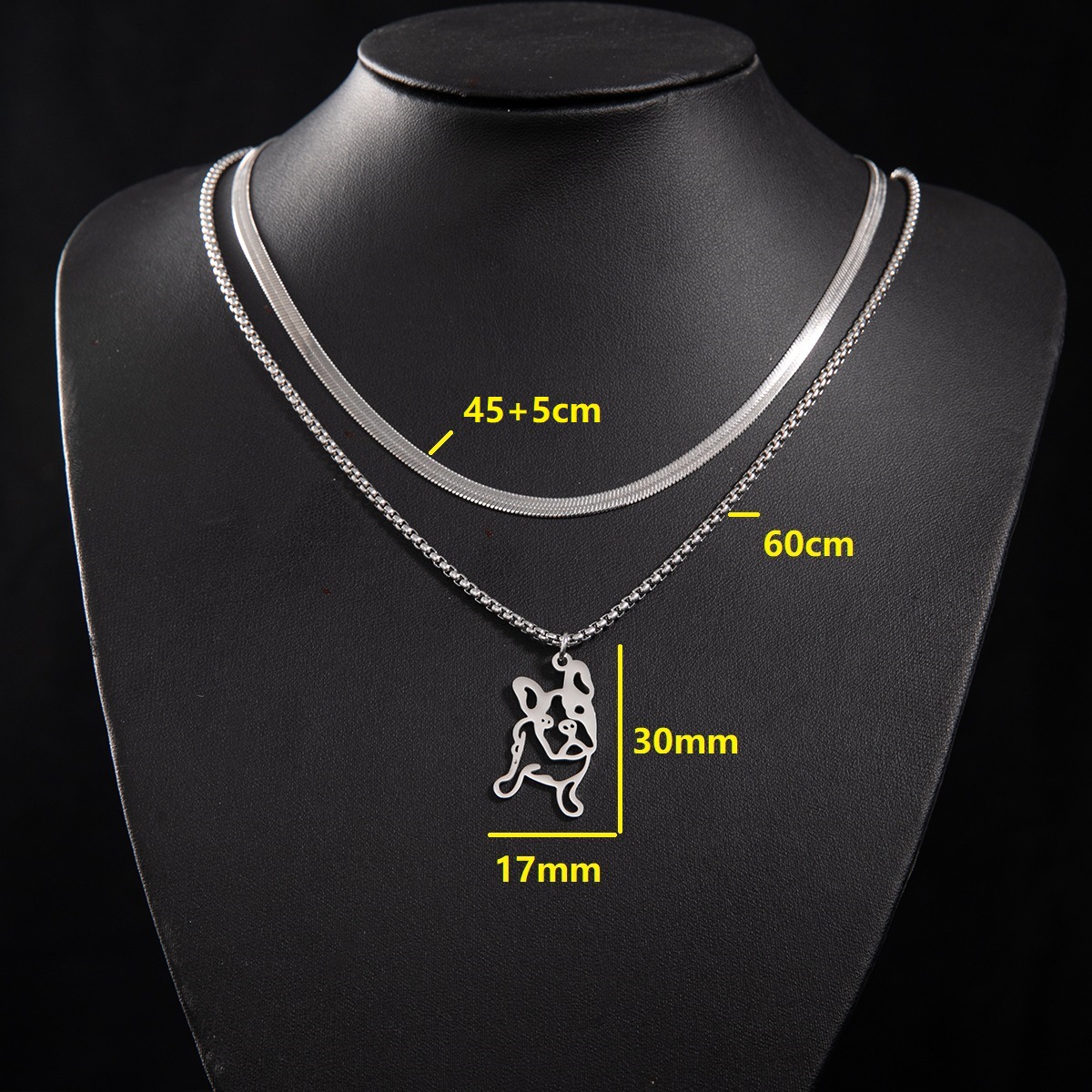 Snake bone chain (45 and 5cm) and box chain 60cm