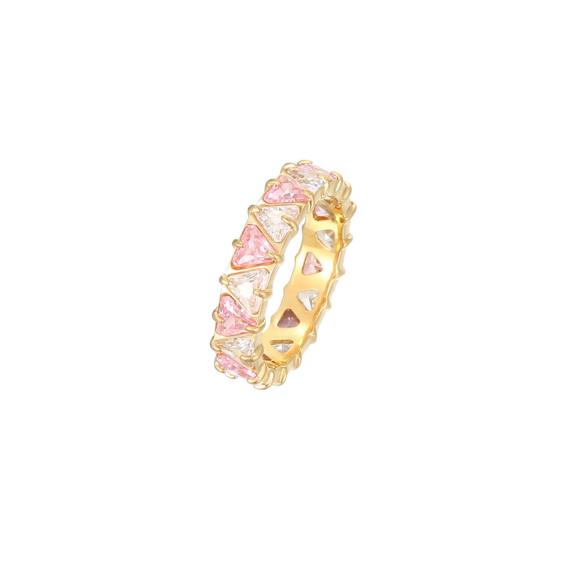 Gold - pink clear zircon US Size #6