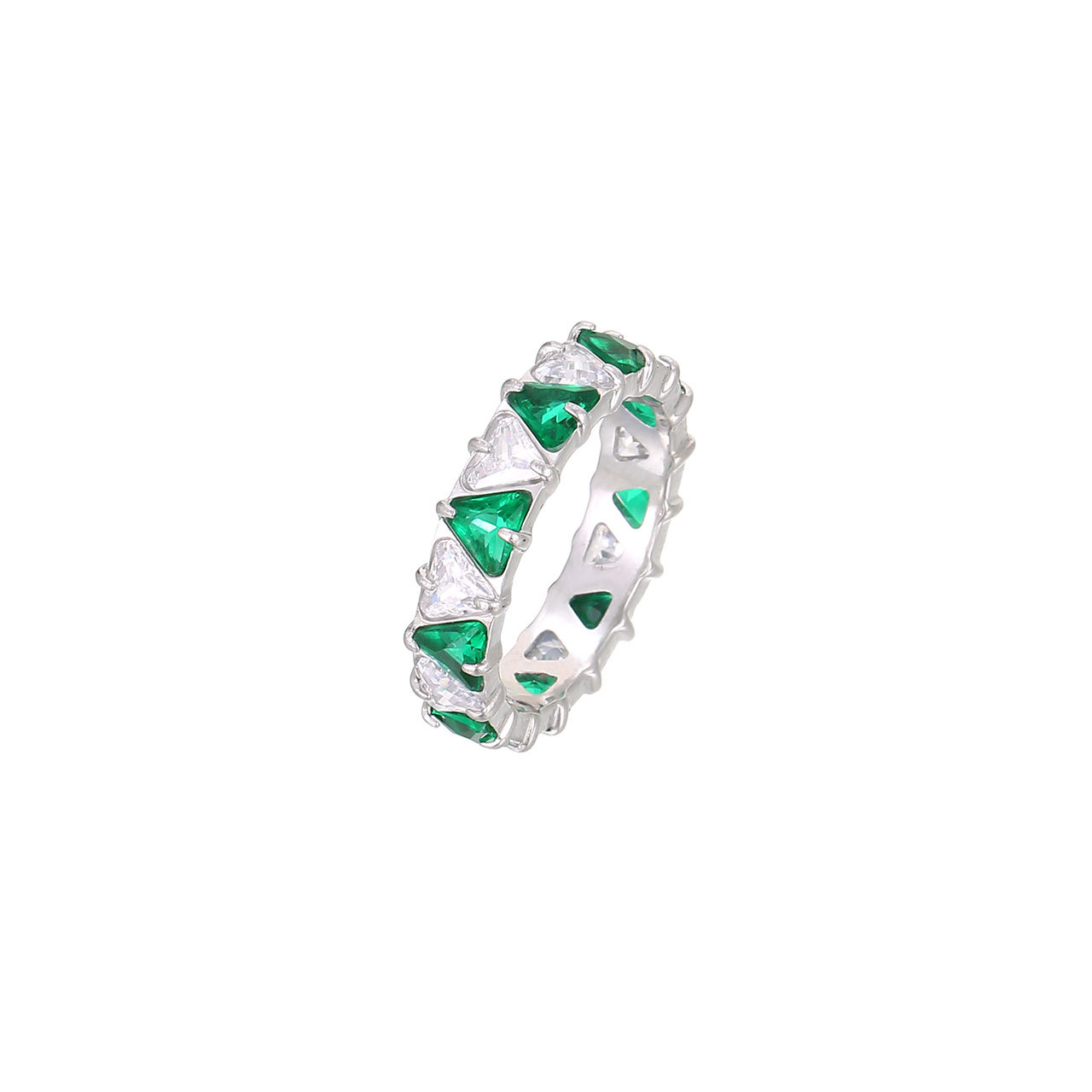 Platinum colour - green clear zircon US Size #6