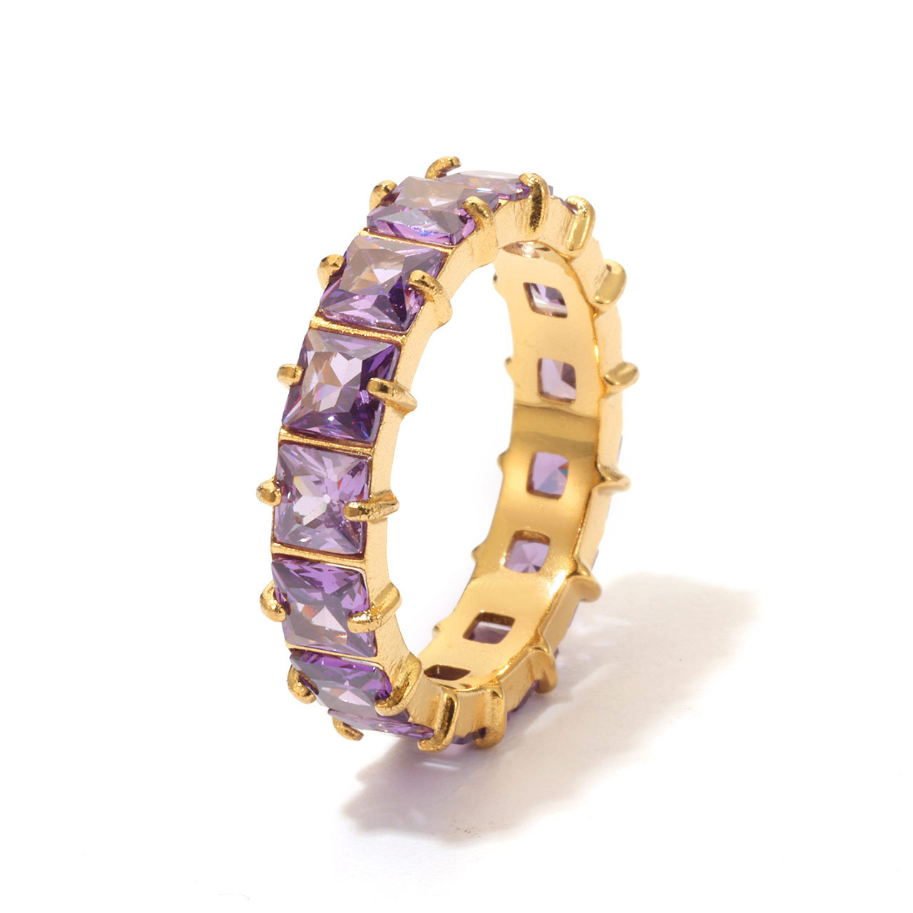 Gold - purple zircon US Size #6