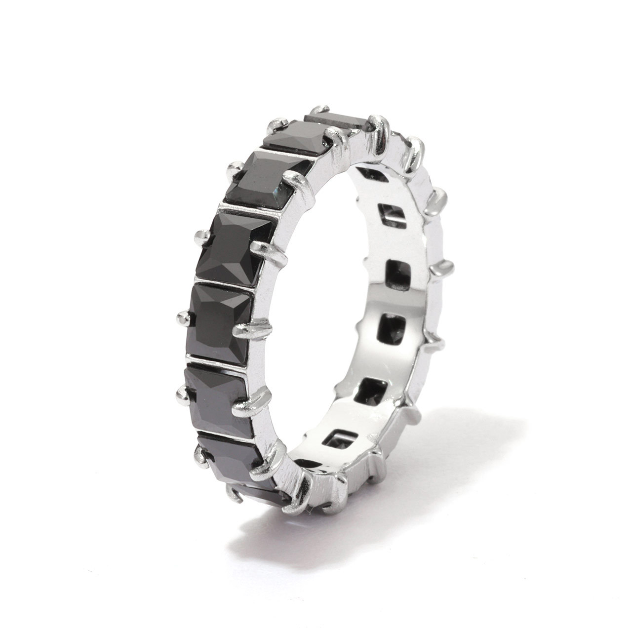 Platinum colour - black zircon US Size #6