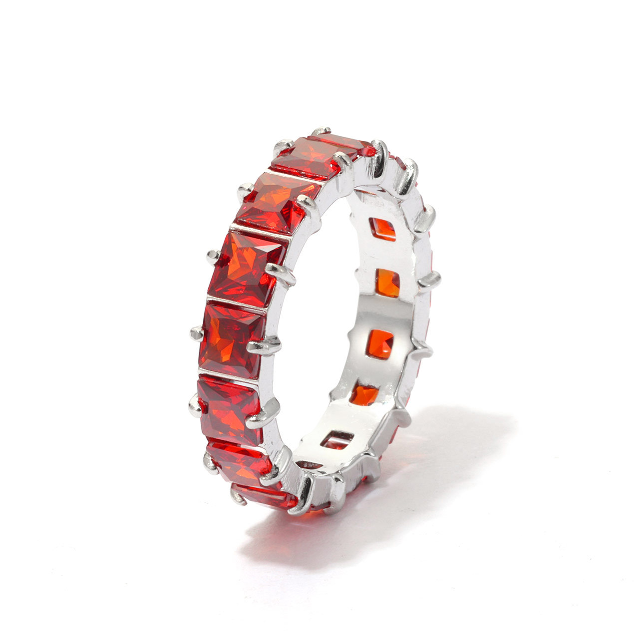 Platinum colour - red zircon US Size #6