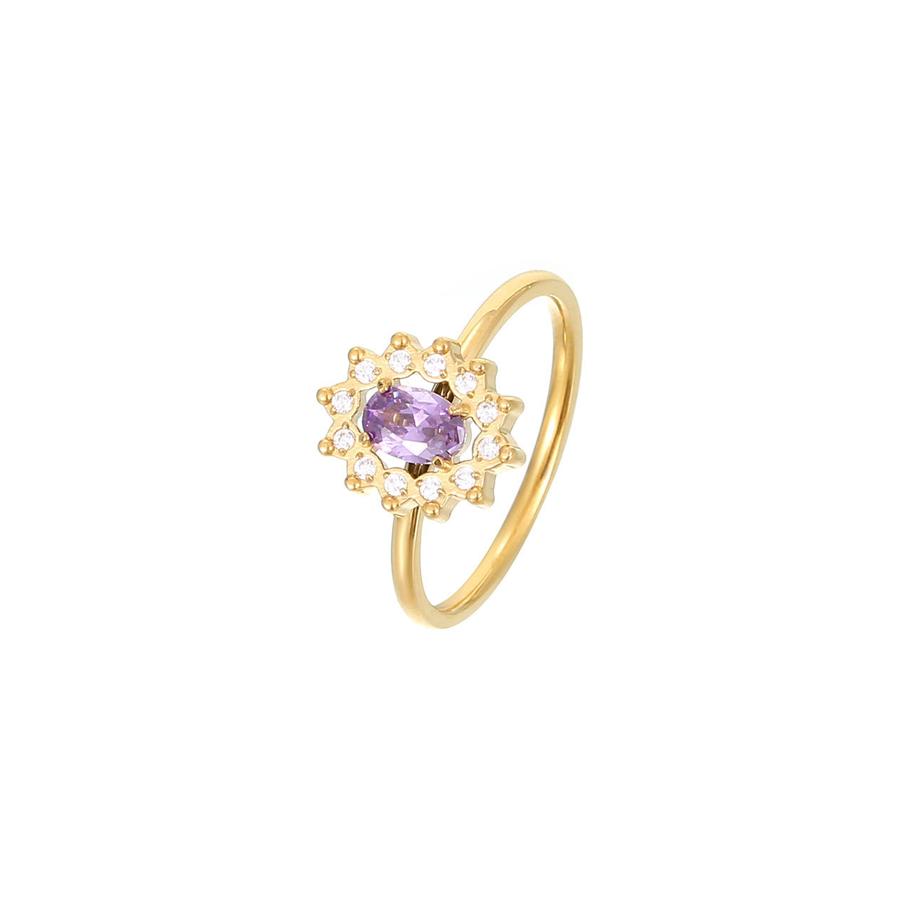 Gold - purple zircon US Size #6