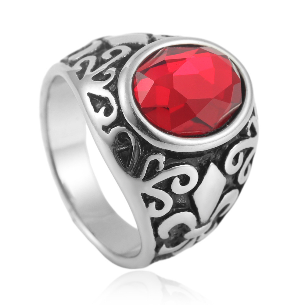 Silver red stone US Size #13
