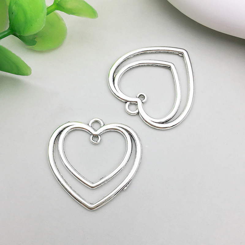 7:1 Ancient silver double love 25*24mm-2.1g-15892