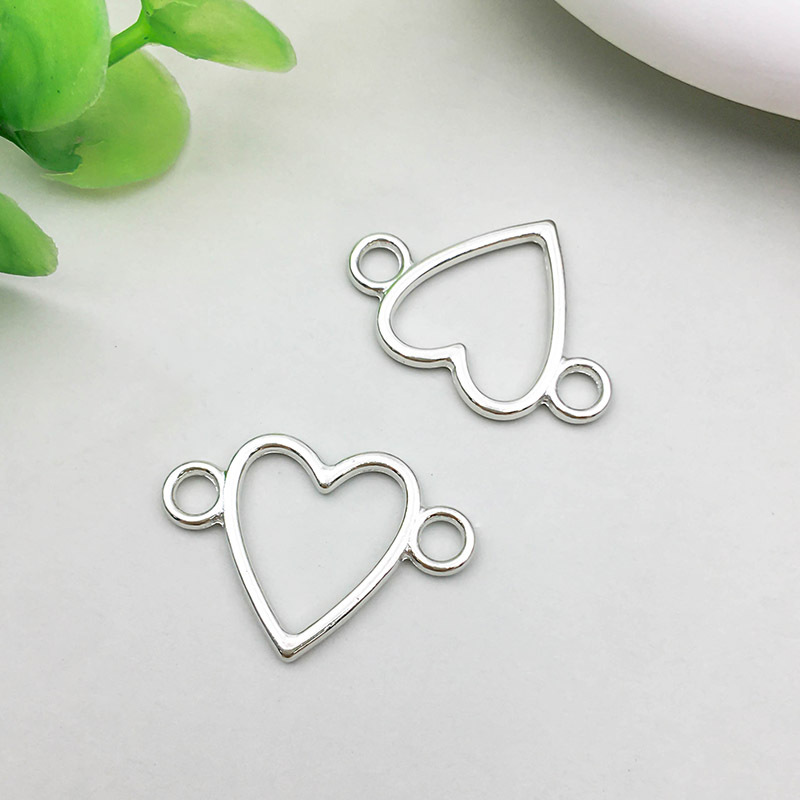 8:1 Ancient silver double hole love 23*16mm-0.9g-16164