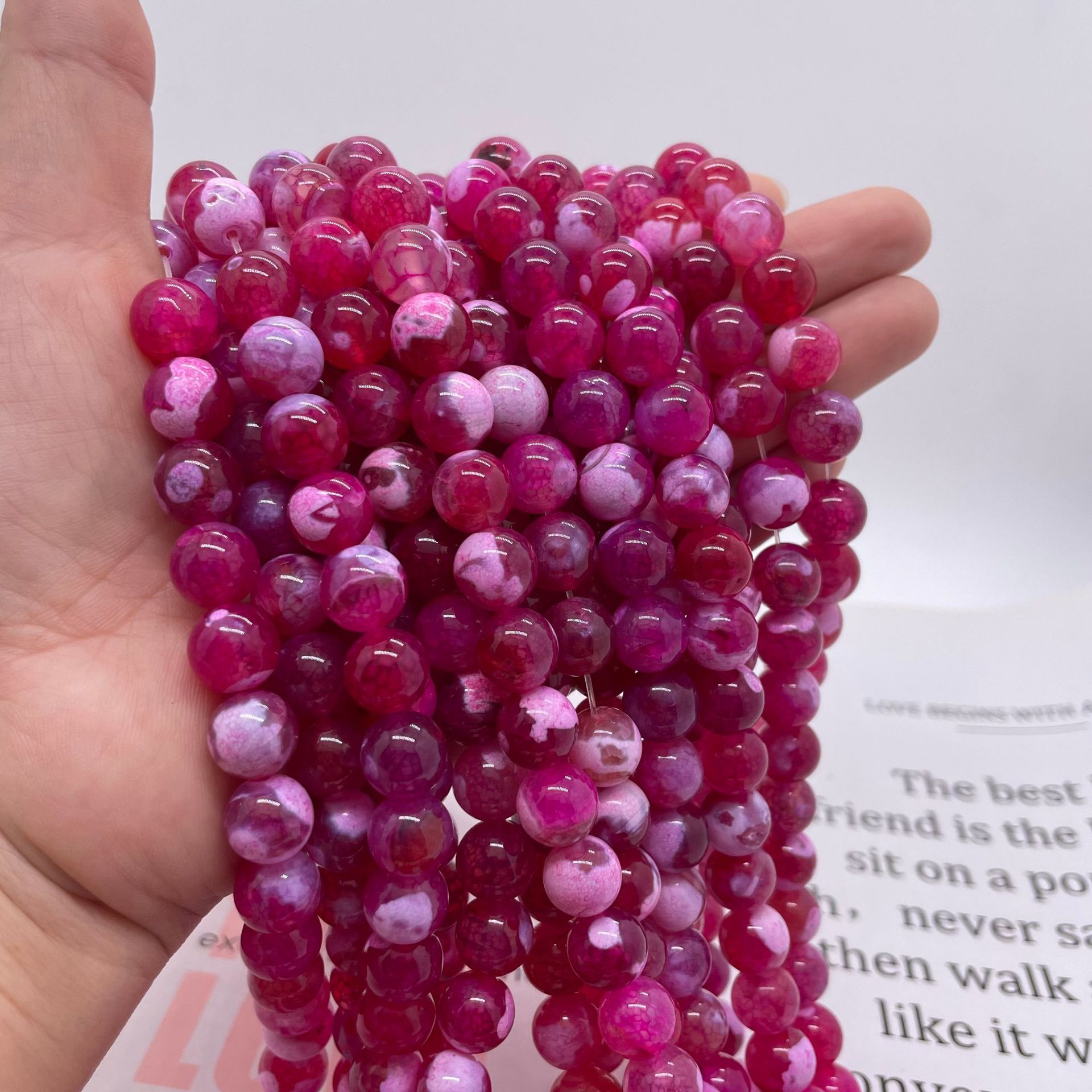 Rose red dragon veins agate  6mm (about 60 pieces)