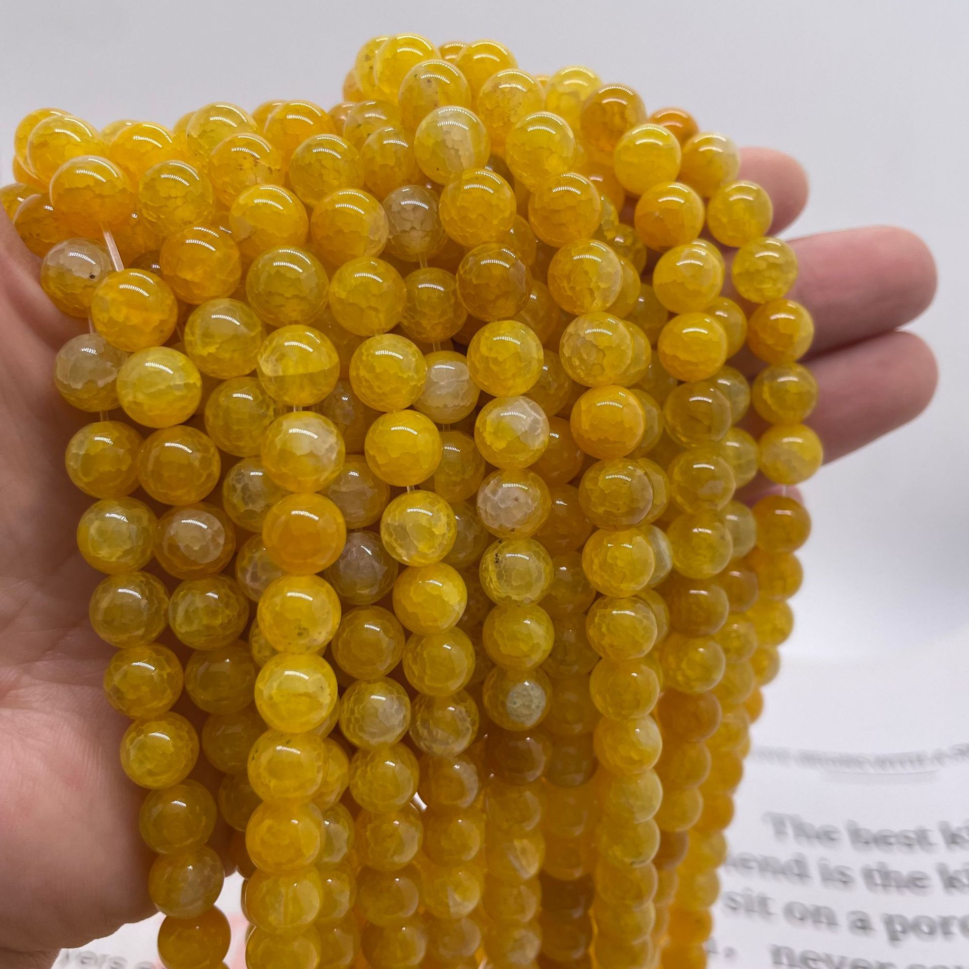 Yellow lat flower agate 6mm (about 60 pieces) /Str