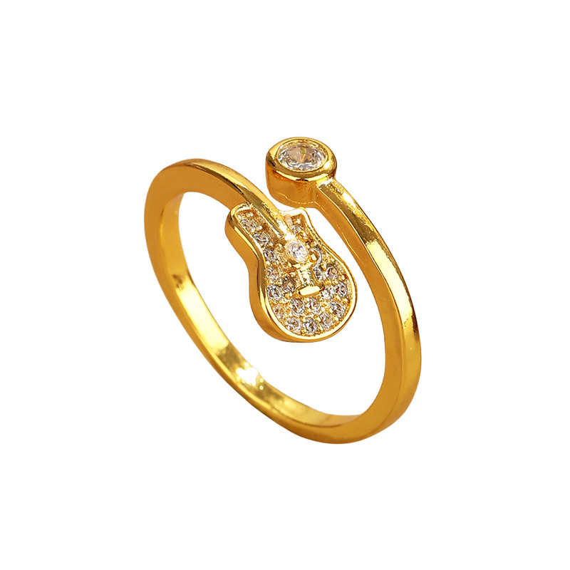 2:Gold zircon guitar ring